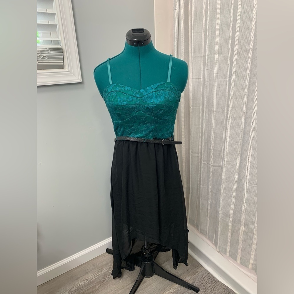 Lily Rose Green and‎ Black Hi-Low Dress Size M